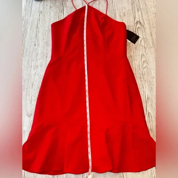 NWT Aidan Matrix Cocktail Halter Dress With Godets Red Mini Sleeveless 6